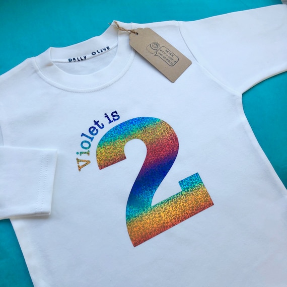 Uk 2 Aged 2-3 Years Tshirt Outfit Top Personalised 2nd Birthday Boys Glitter
