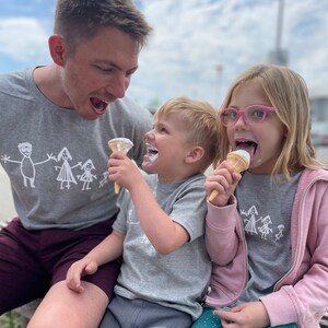 Custom Kids Handwriting Drawing Tshirt-Father&#39;s Day Tshirt-Personalised Childrens Drawing T-shirt-Kids-Daddy and Me Gift Idea-Father&#39;s day