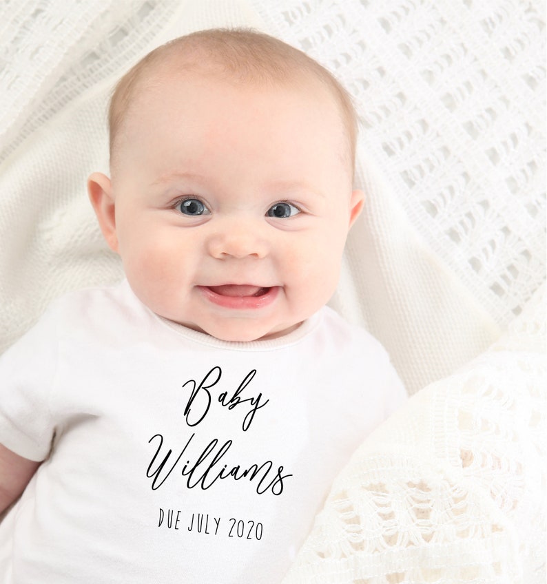 Baby Announcement Onesiedue Date Home Etsy
