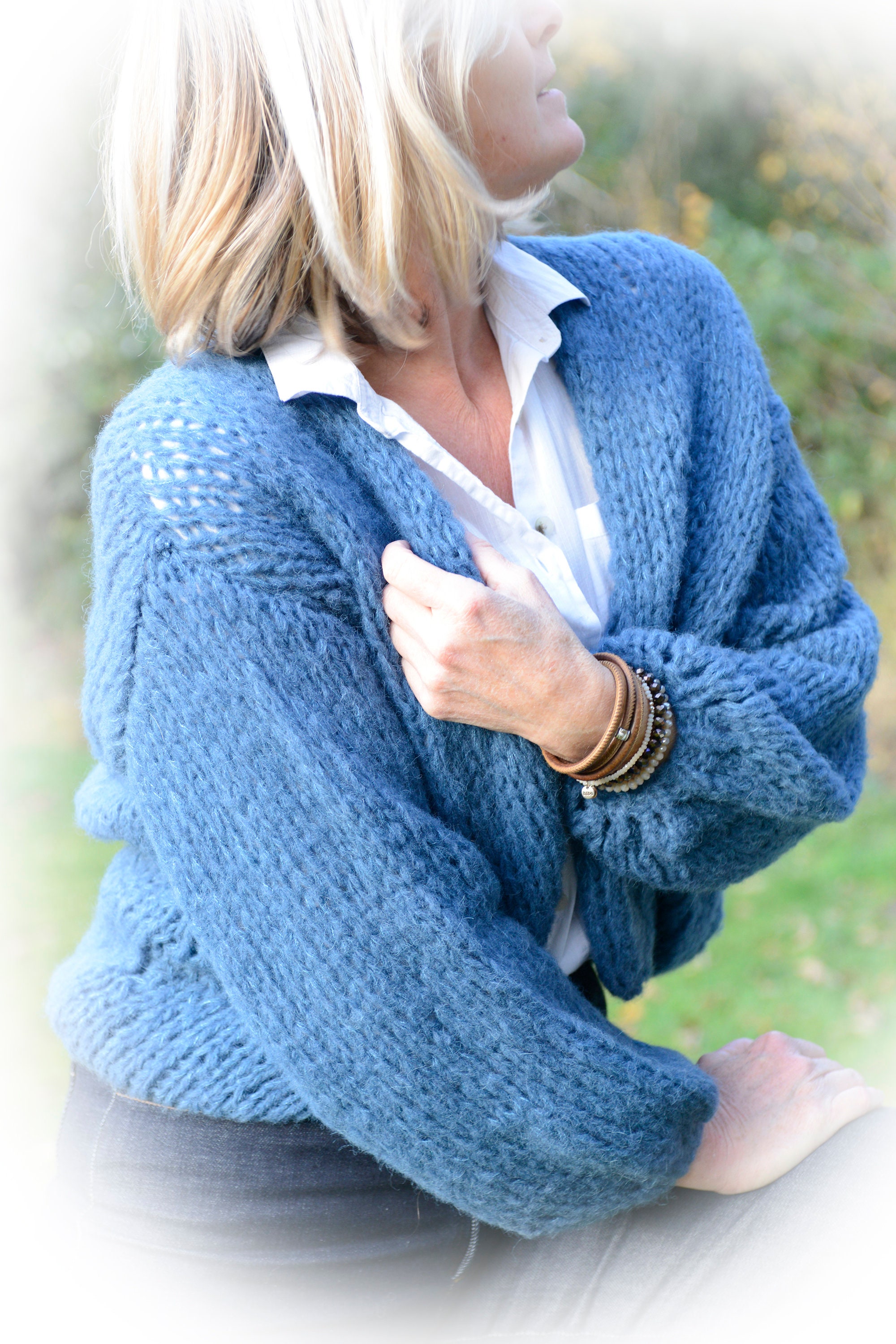 Petrol Blue Cardigan - Etsy UK