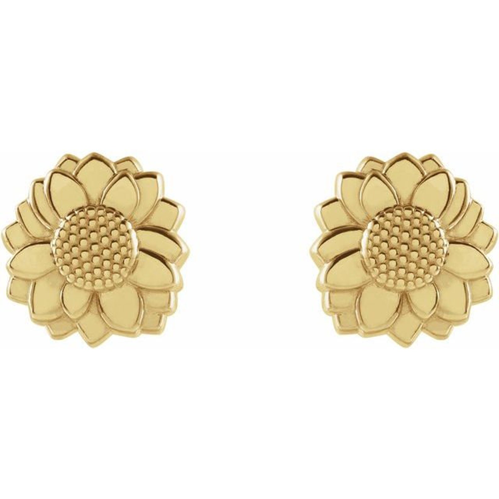 Sunflower Earrings Sterling Silver or 14k Gold Sunflower Stud Etsy