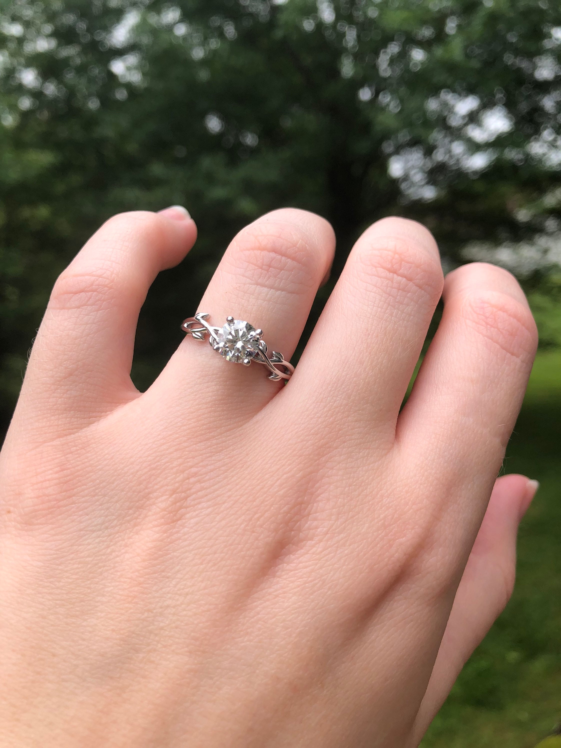 Leaf Engagement Ring Nature Inspired Engagement Rings Lab Etsy