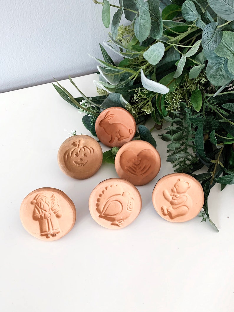 Vintage Clay Terracotta Cookie Stamps / Stamper Mold Etsy
