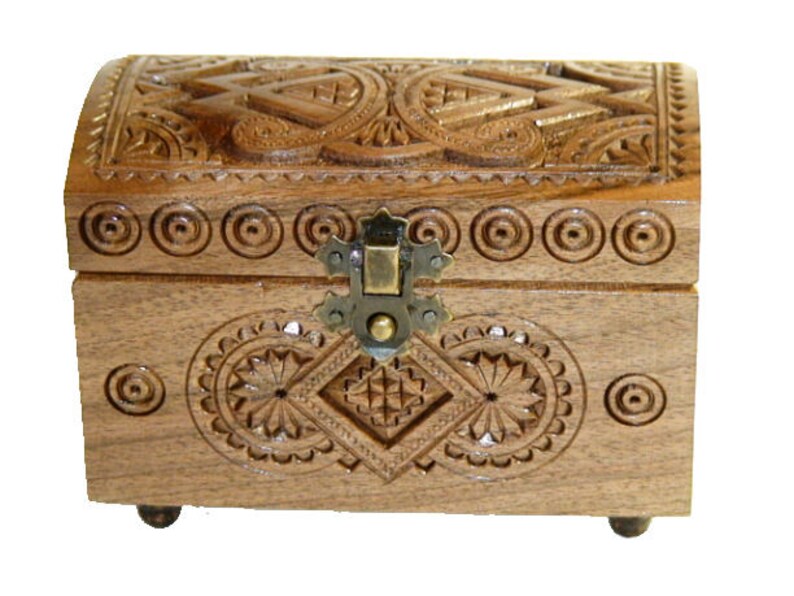 Hinged Wooden Box Hand Carved Chest Gift For Men Chests Image 0