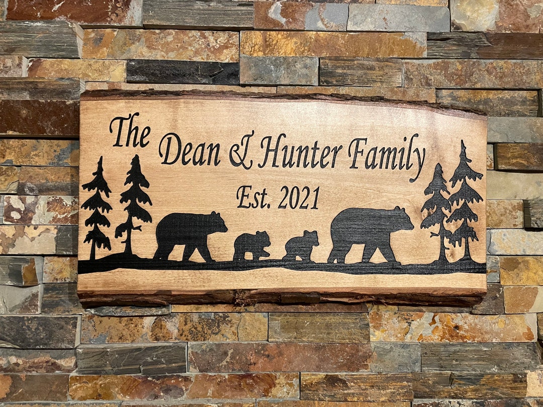Personalized Bear Family Camp Sign: Rustic Cabin Decor - Etsy