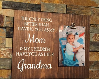 Handmade Mother's Day Photo Holder: Grandma Gift, Pregnancy Announcement