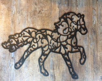 Plasma Cut Metal Horse Sign: Rustic Wall Art