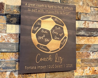 Personalized Wooden Soccer Coach Plaque, Custom Team Names Wall Art, End Season Gift