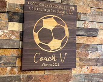Personalized Wooden Soccer Coach Plaque, Custom Team Names Wall Art, End Season Gift