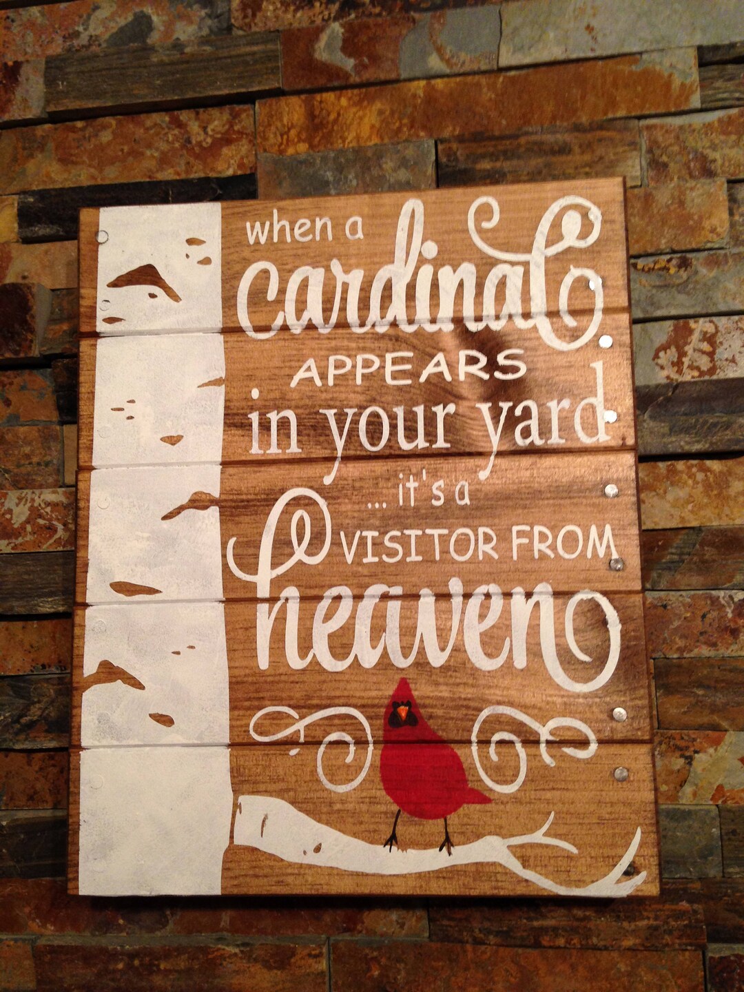 Handmade Cardinal Memorial Sign: Rustic Wooden Gift - Etsy