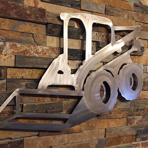 Metal Skid Loader Sign: Construction Decor, Man Cave Art