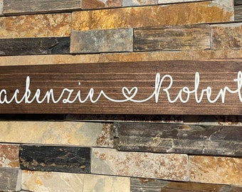Custom Couple Name Sign – Espresso Stain, Anniversary Gift