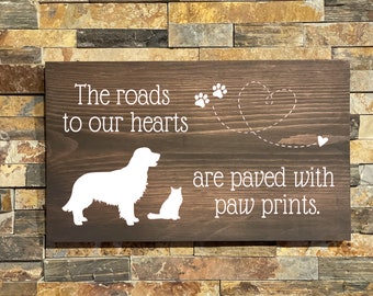 Pawprints Wooden Sign: Rustic Pet Lover Home Decor