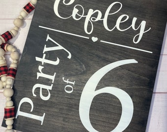 Personalized Family Sign: Stained Black, Custom Party of Sign