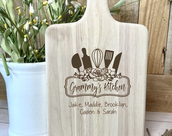 Personalized Grandma's Kitchen Cutting Board: Engraved Wood Charcuterie Board