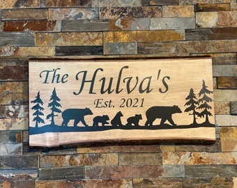 Personalized Cabin Sign: Rustic Bear Family, Custom Camp Decor
