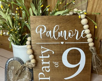 Custom Family Name Sign: Personalized Wood Party of Sign