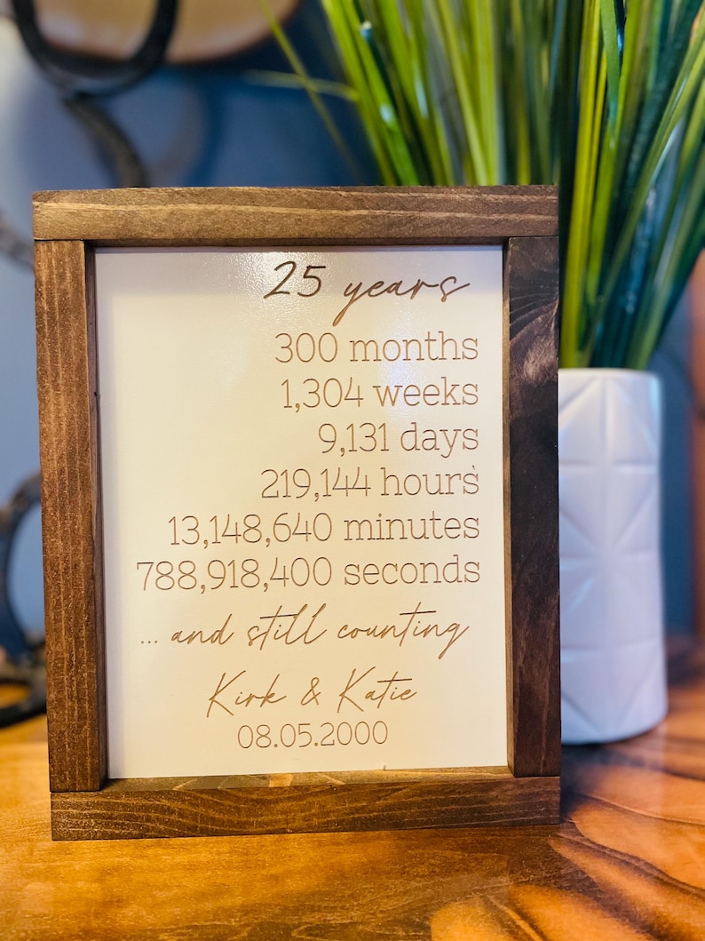 Personalized 25th Anniversary Wooden Sign: Rustic Couple Gift - Etsy