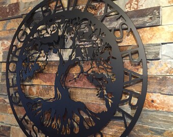Custom Tree of Life Metal Sign: Rustic Home Decor, Personalized Family Name