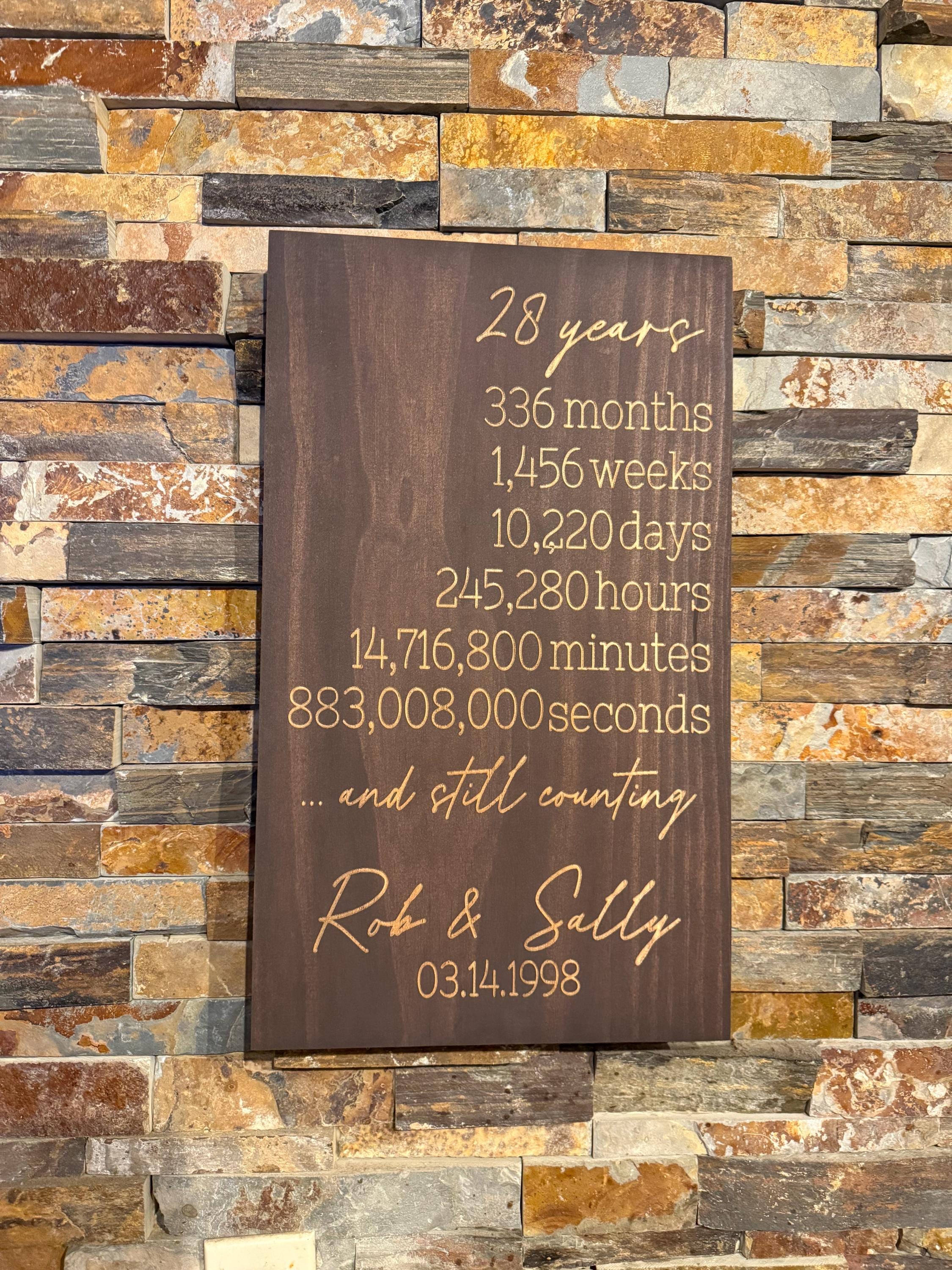 Personalized Anniversary Wooden Sign: Custom Engraved Couple Gift - Etsy