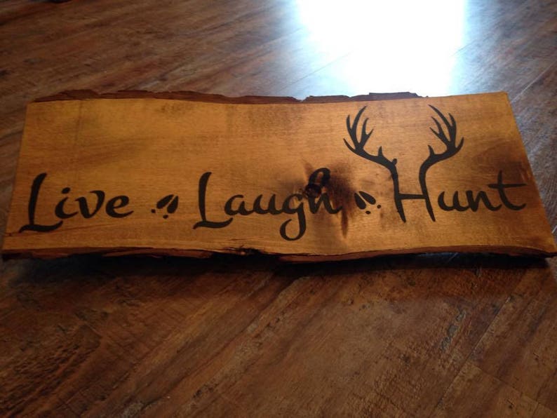 Rustic Hunting Camp Sign: Live Laugh Hunt, Hand Painted Wood Decor bild 3