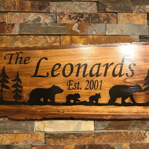 Custom bear camp sign -address sign- personalized sign for cabin- animal sign- rustic sign- rustic decor- cabin- camp - unique wooden sign shops