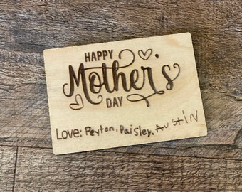 Personalized Handwriting Mother's Day Engraved Wood Card (5x3.5)