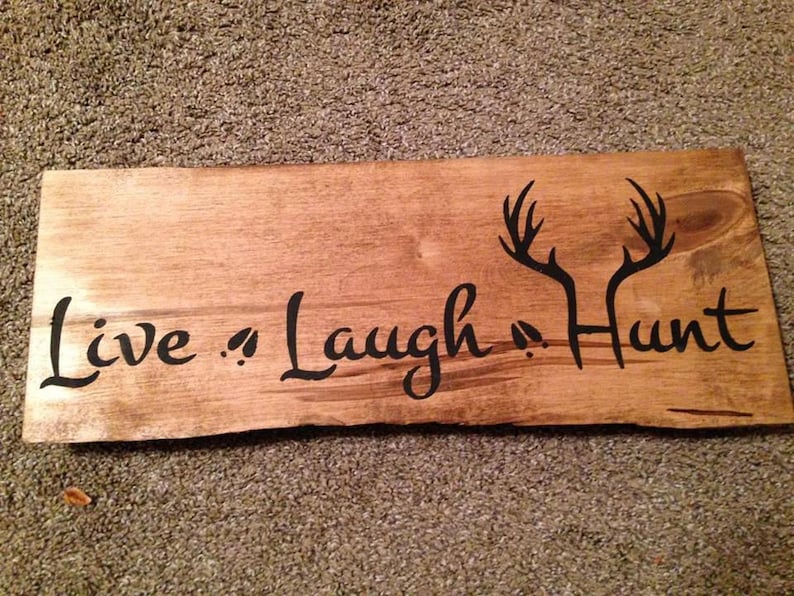 Rustic Hunting Camp Sign: Live Laugh Hunt, Hand Painted Wood Decor bild 2