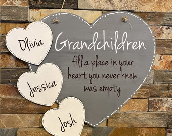 Personalized Grandchildren Heart Sign: Rustic Grandparent Gift