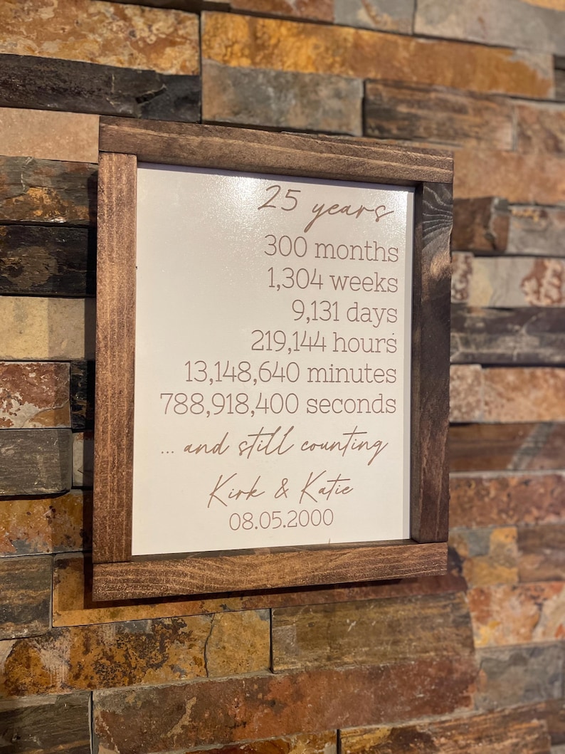 Personalized 25th Anniversary Wooden Sign: Rustic Couple Gift - Etsy