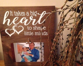 Personalized Teacher Photo Holder: Rustic Desk Plaque, Appreciation Gift