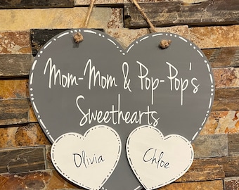 Personalized Grandkids Heart Door Hanger: Grandparent Gift