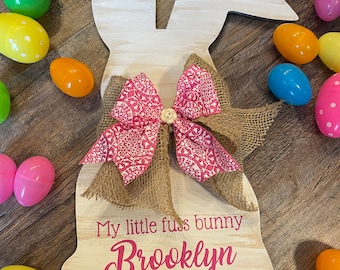 Personalized Easter Bunny Door Hanger: Custom Last Name Sign