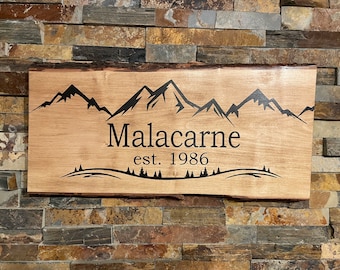 Custom Mountain Address Sign: Rustic Personalized Wood Decor