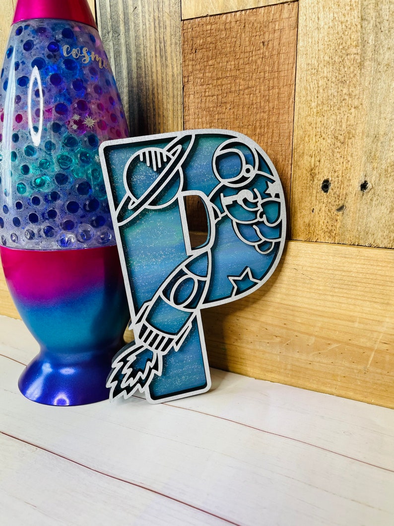 Space Cut Out Lettering R Space Wooden Letter: Laser Cut Nursery Decor, Rocket Monogram - Etsy