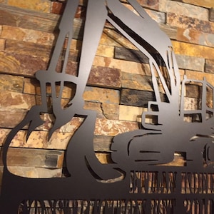 Custom Metal Excavator Sign: Black Construction Decor