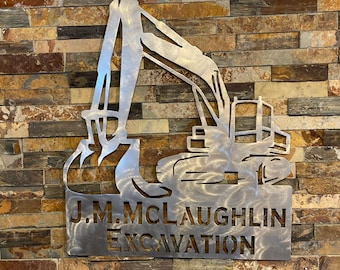Custom Metal Excavator Sign: Powder Coated Construction Decor