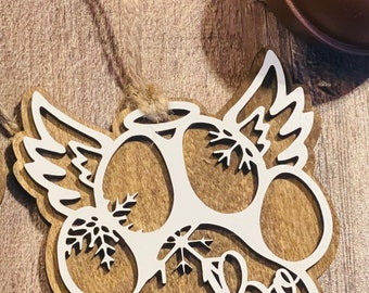 Personalized Pet Memorial Ornament: Custom Paw Print with Wings