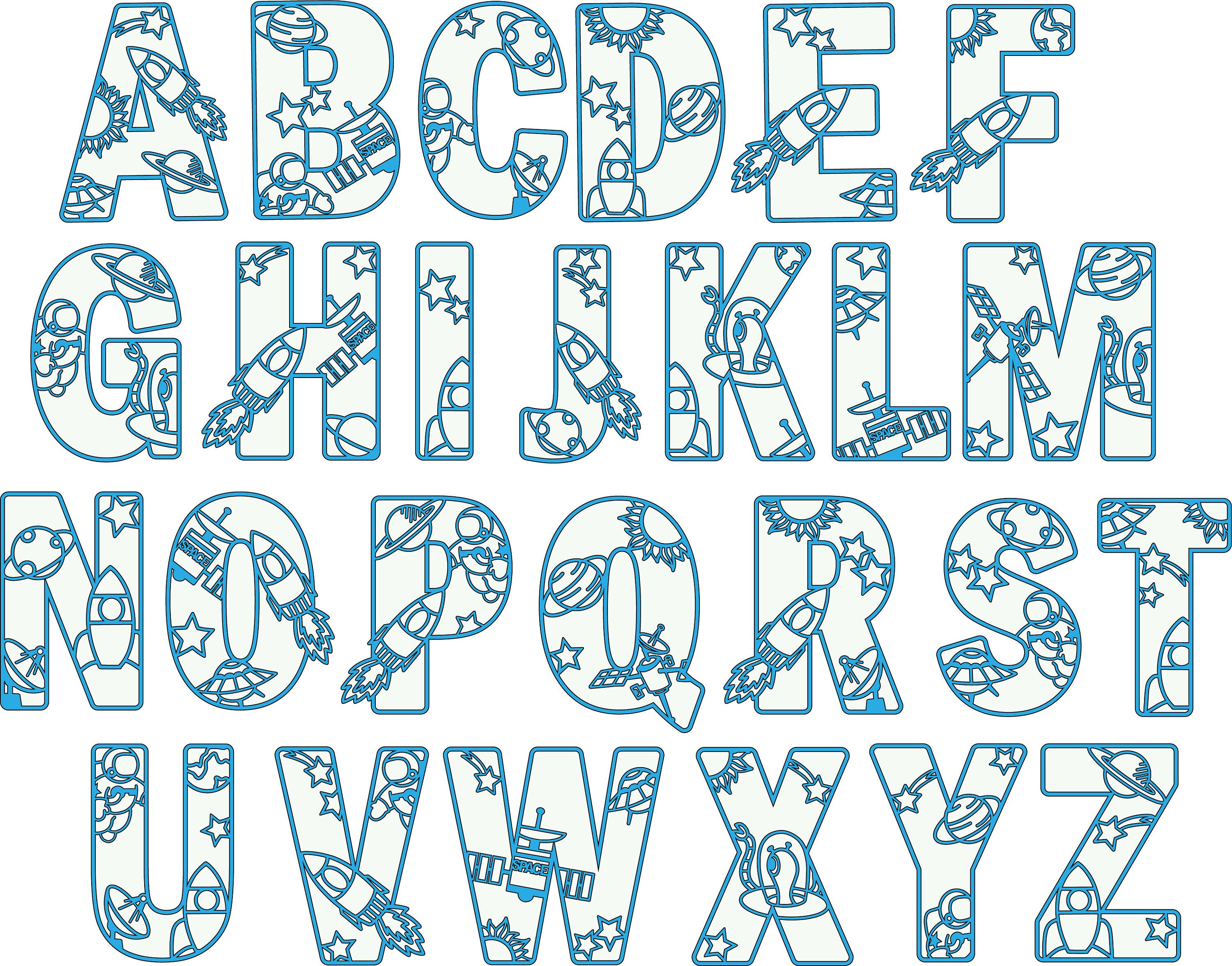 Outer Space Wooden Letters Laser Cut Letters for Wall - Etsy