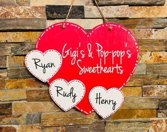 Valentine’s Day door hanger - grandparent sign - heart door hanger - Sweethearts -grandparent gift- nana - gigi - memaw sign - grammy sign