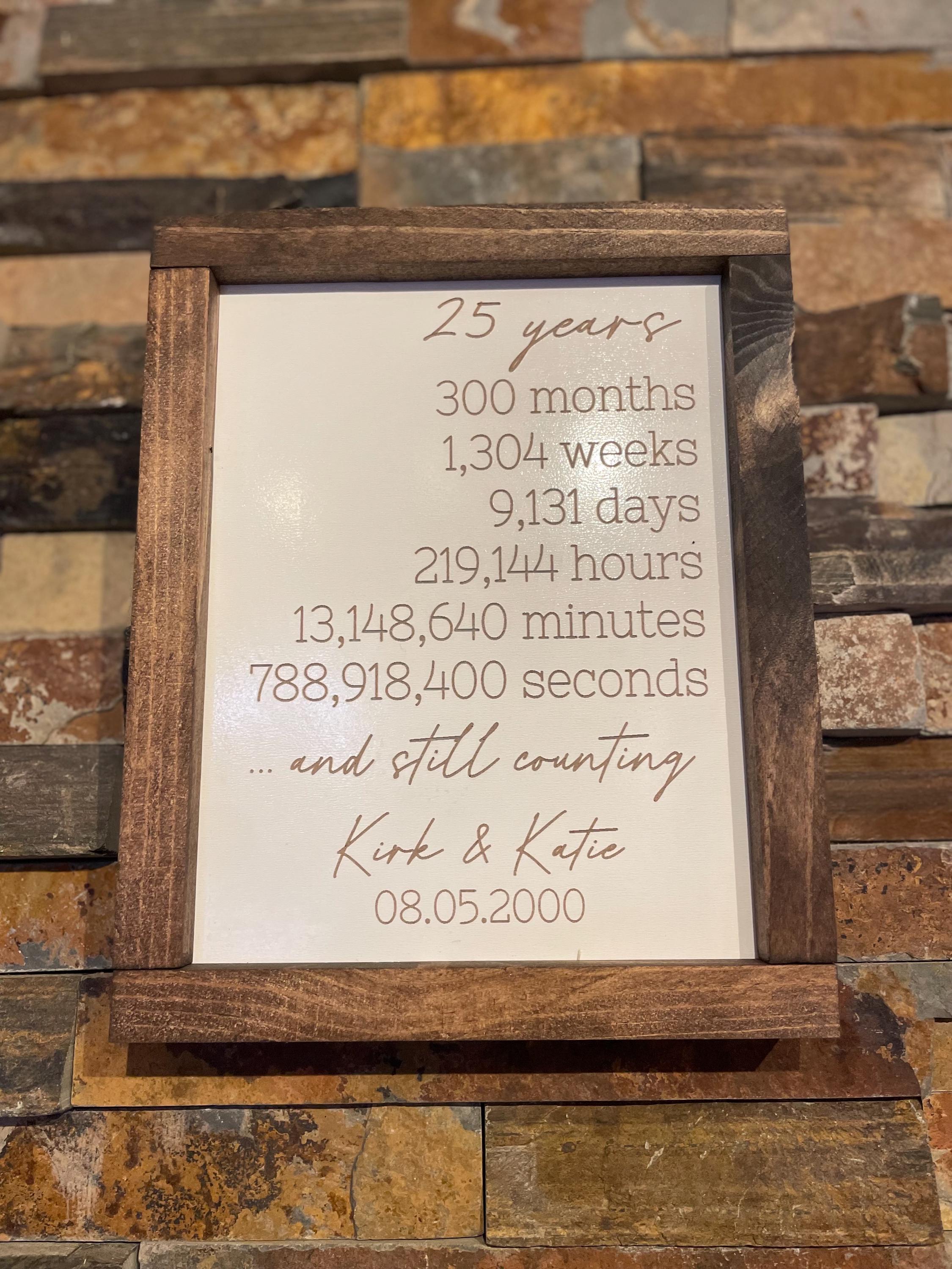 Personalized 25th Anniversary Wooden Sign: Rustic Couple Gift - Etsy