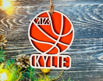 Personalized 3D Wooden Basketball Ornament – Team Gift