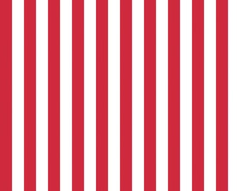 Riley Blake 1/2" Narrow Stripes, White and Red, fabric by the yard
