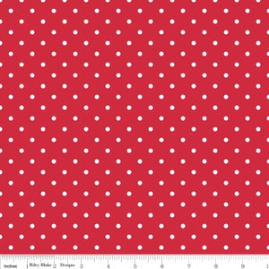 Riley Blake, White Swiss Dots on Red, C670-80 RED, fabric by the yard