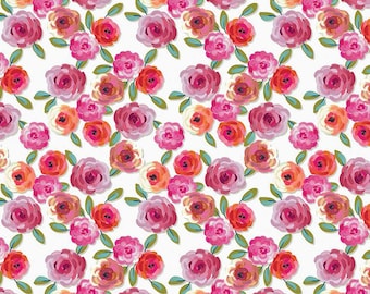 Poppies and Plumes Floral White by Lila Tueller for Riley Blake Designs, C14291 WHITE, fabric by the yard