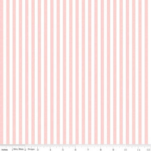 Riley Blake Quarter Inch Stripe, White and Baby Pink, C555-BABYPINK, fabric by the yard