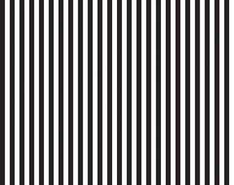 Riley Blake Quarter Inch Stripe, White and Black, C555-BLACK, fabric by the yard