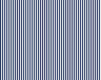 Riley Blake Eighth Inch Stripe, White and Navy, C495-NAVY, fabric by the yard