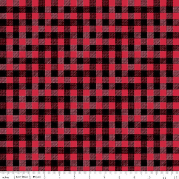 FLANNEL Buffalo Check Black Red 7/16" Double Napped Flannel, by Echo Park Paper Co., for Riley Blake Designs, F13908 BLACKRED