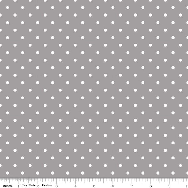 Riley Blake, White Swiss Dots on Gray, C670-40 GRAY, fabric by the yard